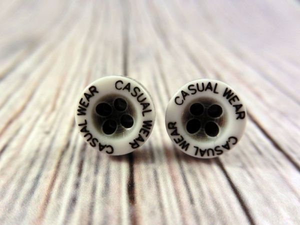 Casual Wear Knopf Ohrstecker Button schwarz weiß